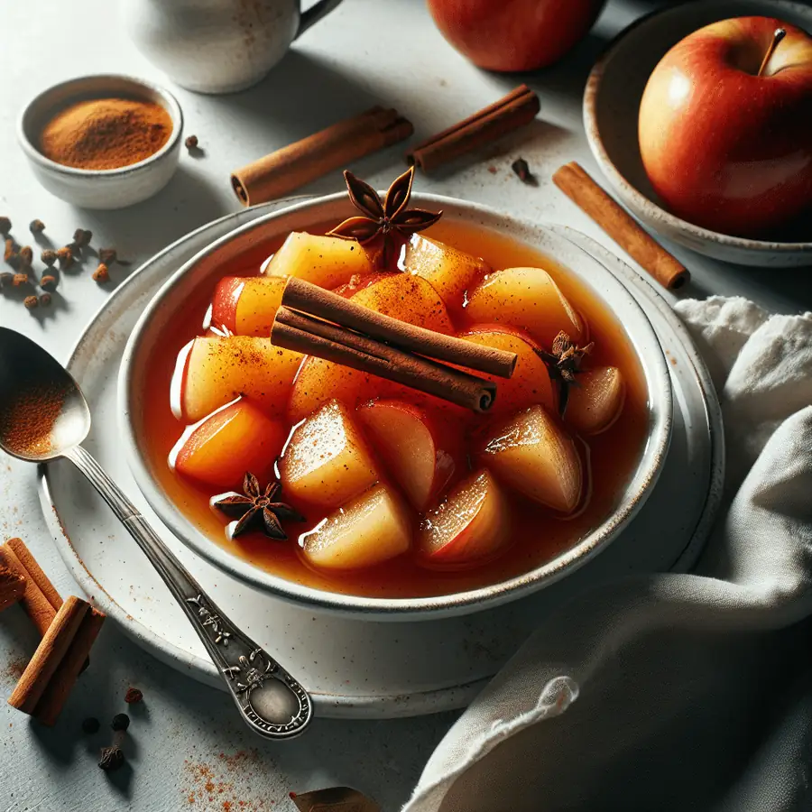 Compota de Manzana Caliente con Canela y Clavo