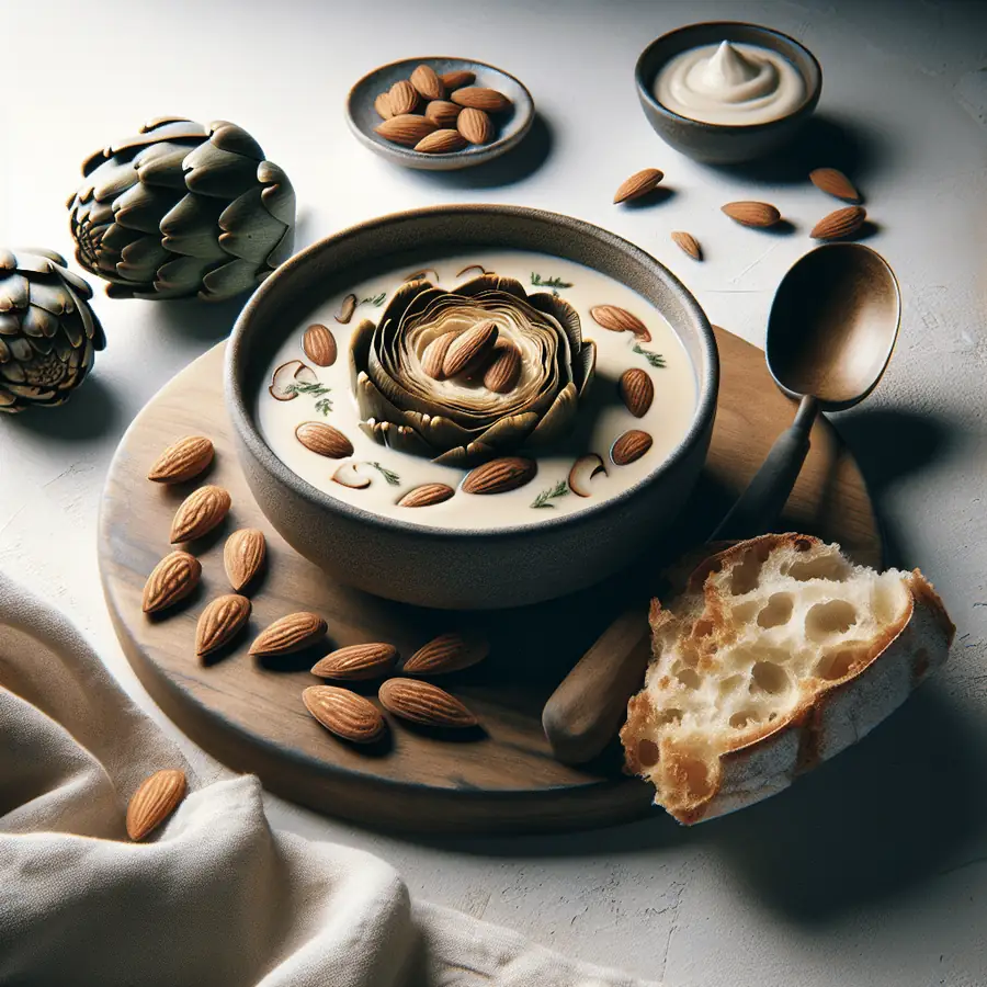 Crema de alcachofas con almendras