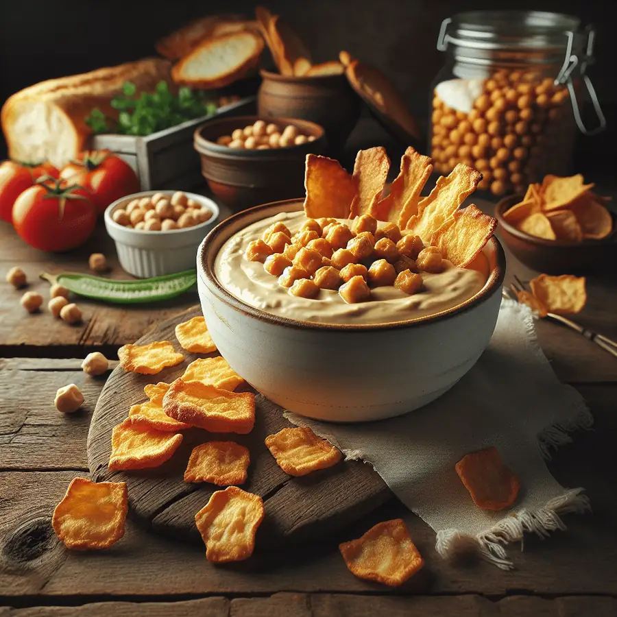 Crema de garbanzos con crujientes de pan