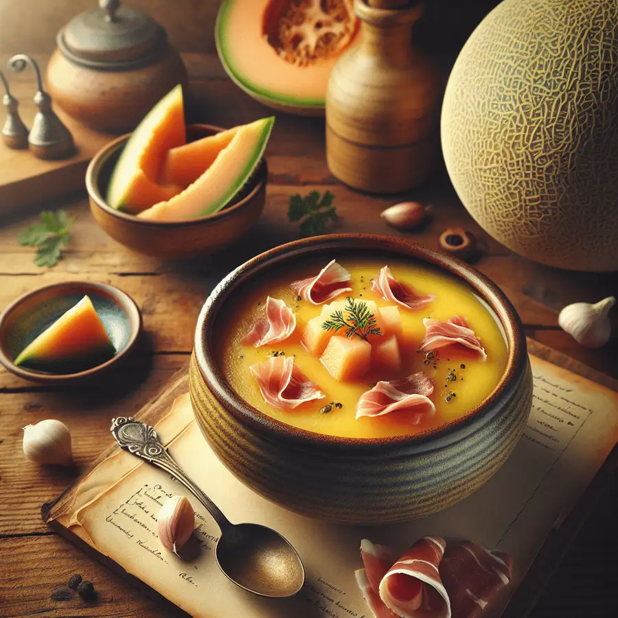 Crema de melón con jamón