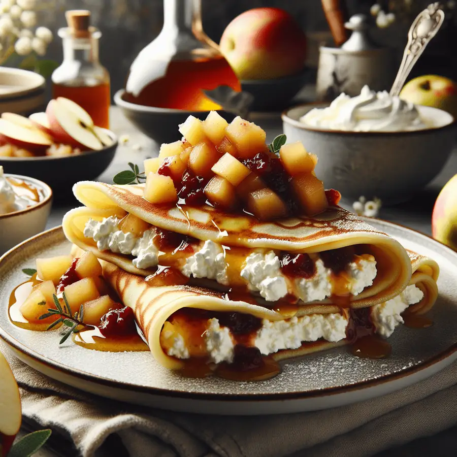 Crepes Rellenas de Ricotta y Compota de Manzana
