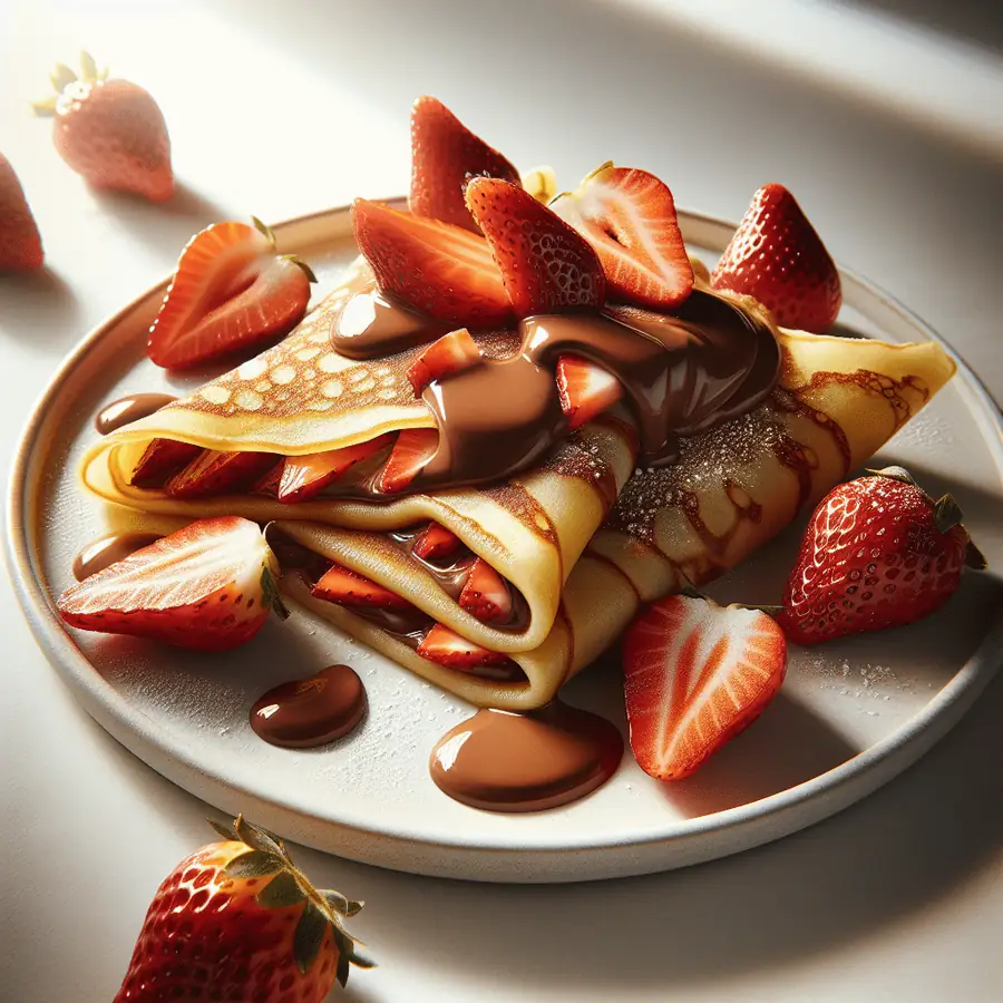 Crepes de Amor Rellenas de Nutella y Fresas