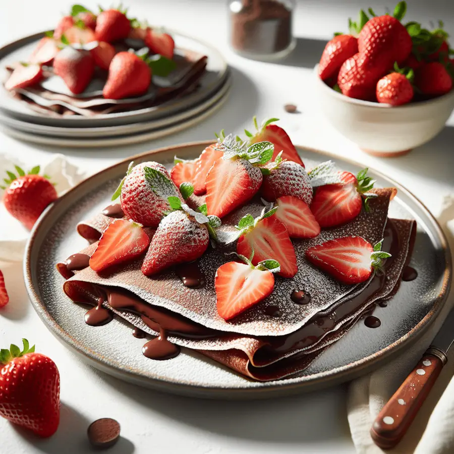 Crepes de chocolate con fresas