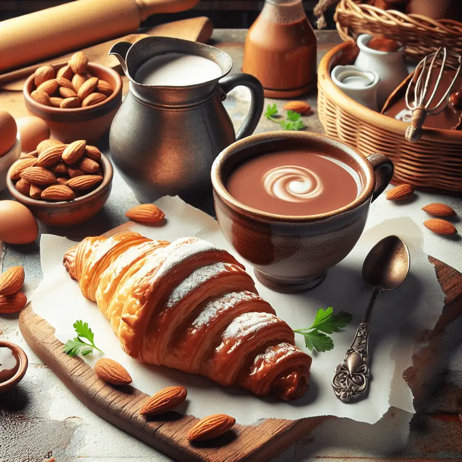 Croissant de Almendra y Chocolate Caliente