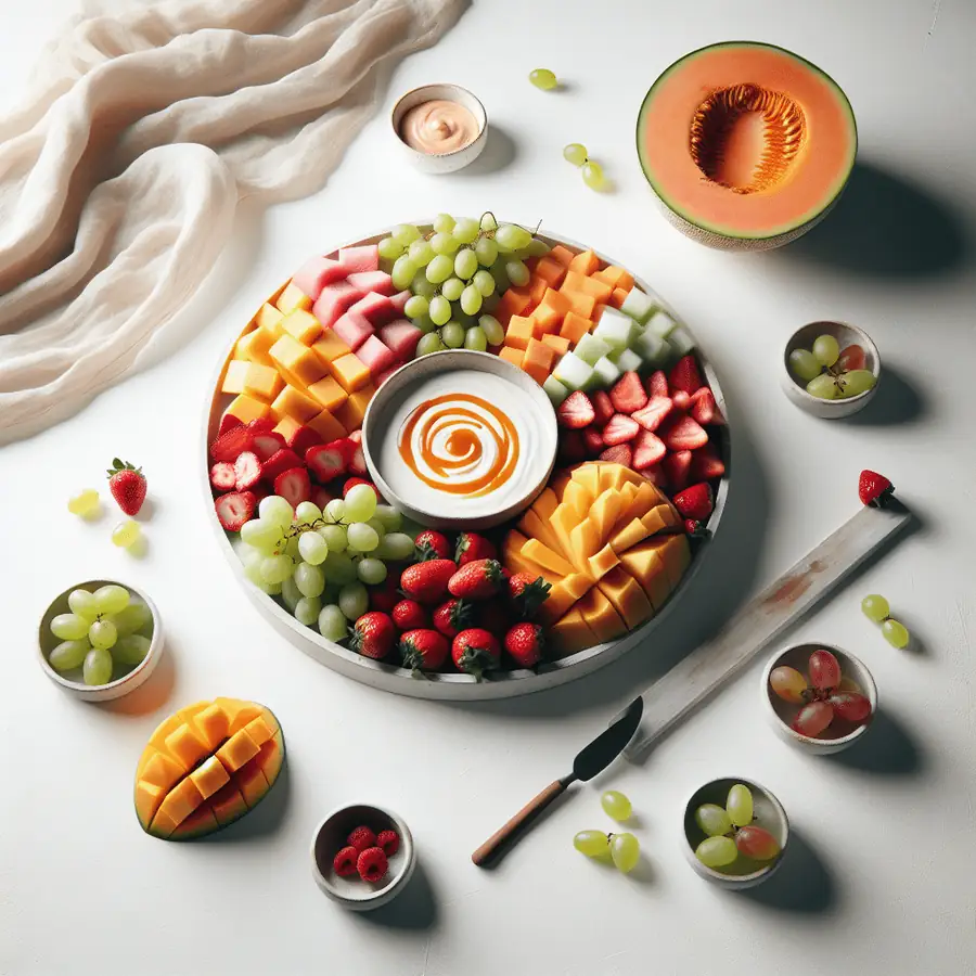 Crudité de Frutas Frescas con Dip de Yogur de Calabaza