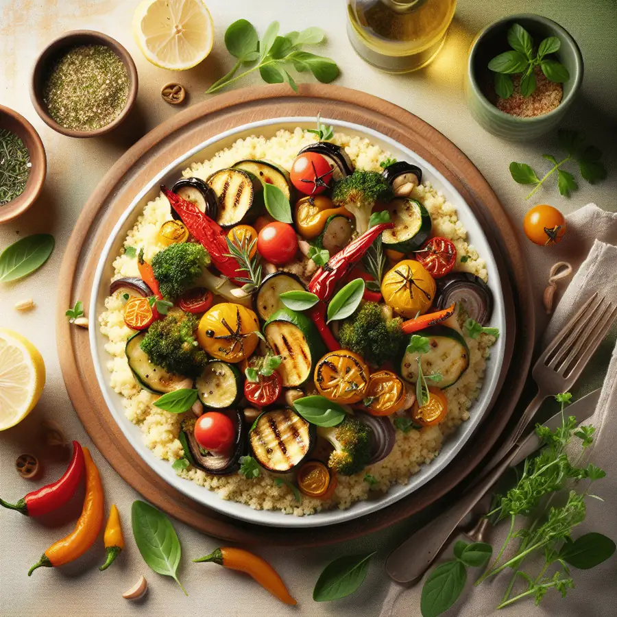 Cuscús con Verduras Asadas y Hierbas Frescas