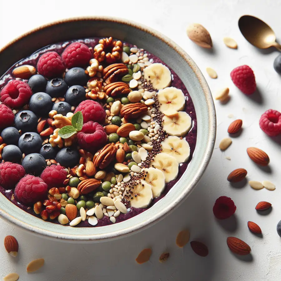 Desayuno Energético: Acai Bowl con Nueces y Semillas