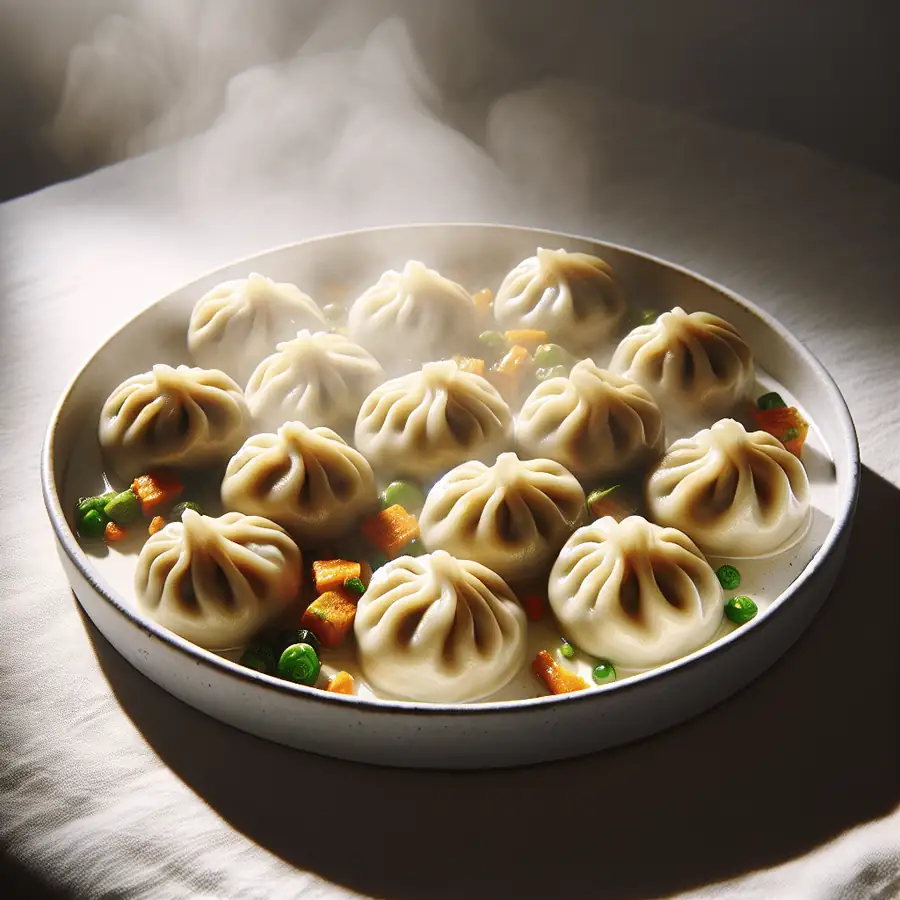 Dumplings al vapor de pollo y verduras