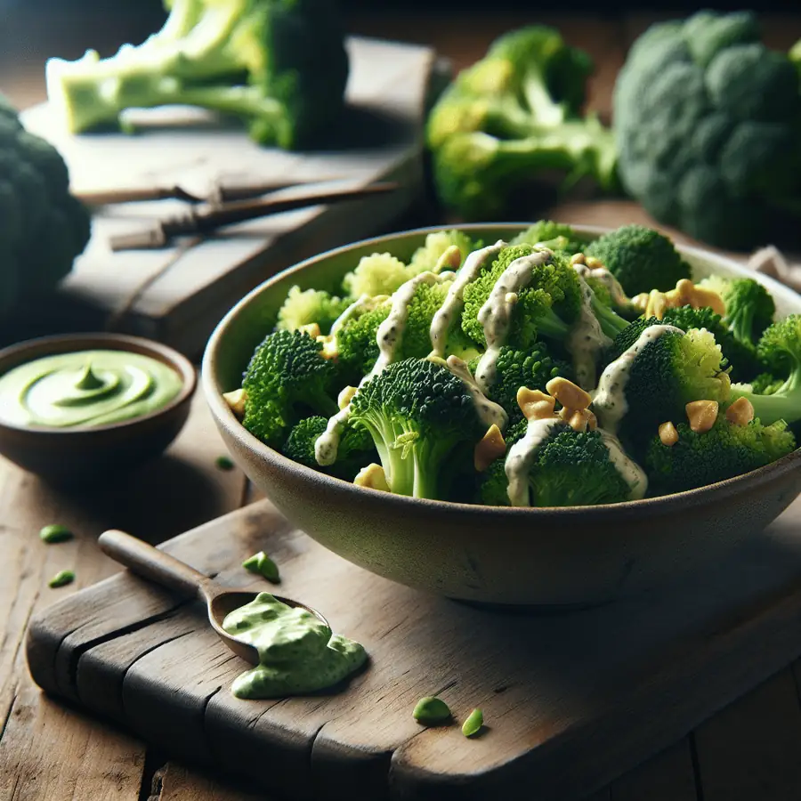 Ensalada de brócoli con aderezo de tahini