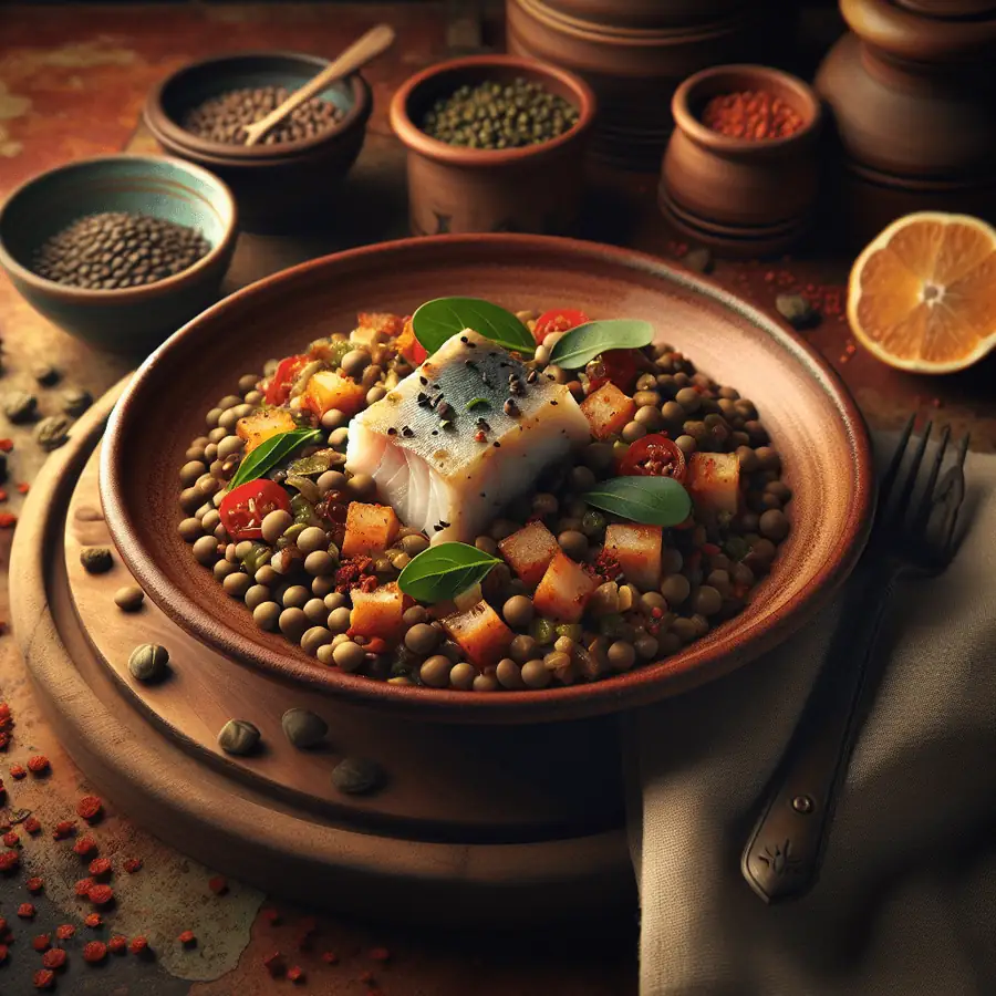 Ensalada de lentejas y bacalao