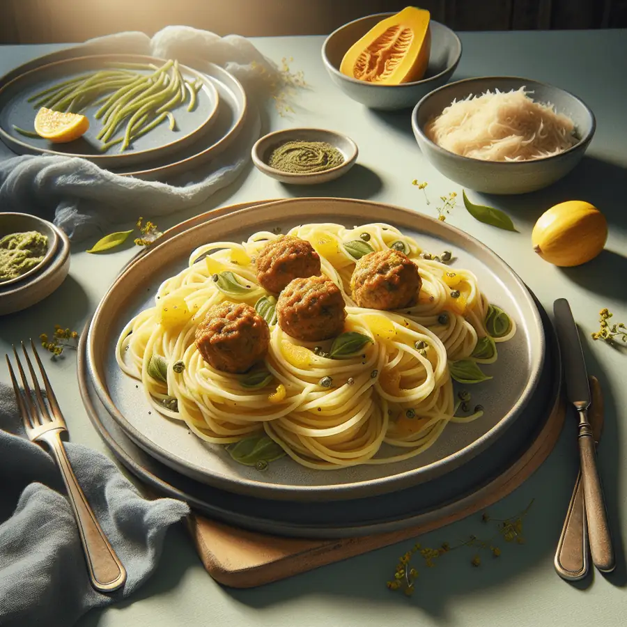 Espaguetis de calabaza con albóndigas veganas