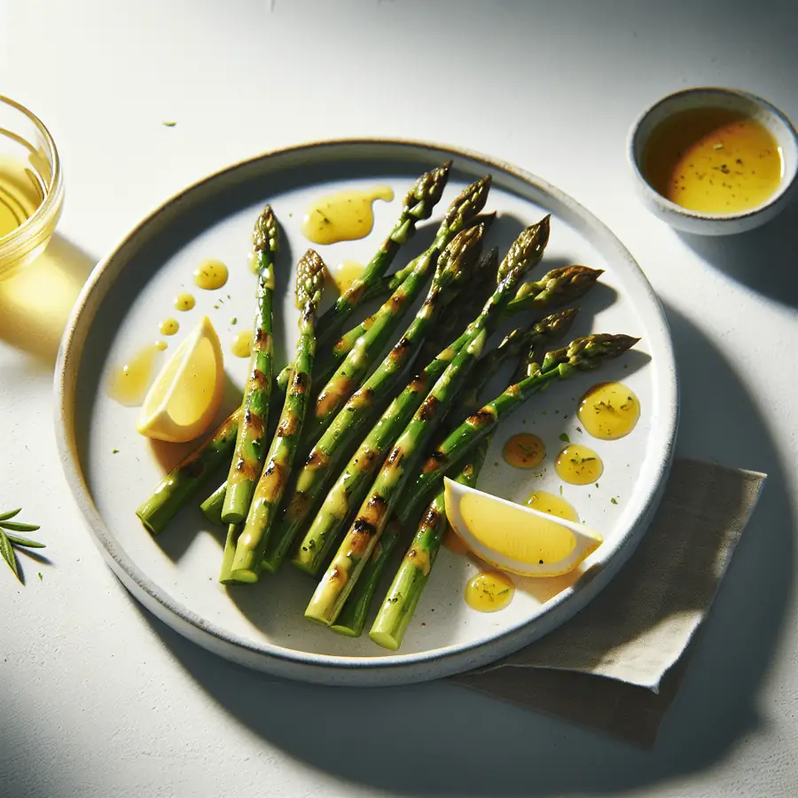 Espárragos al grill con vinagreta de limón