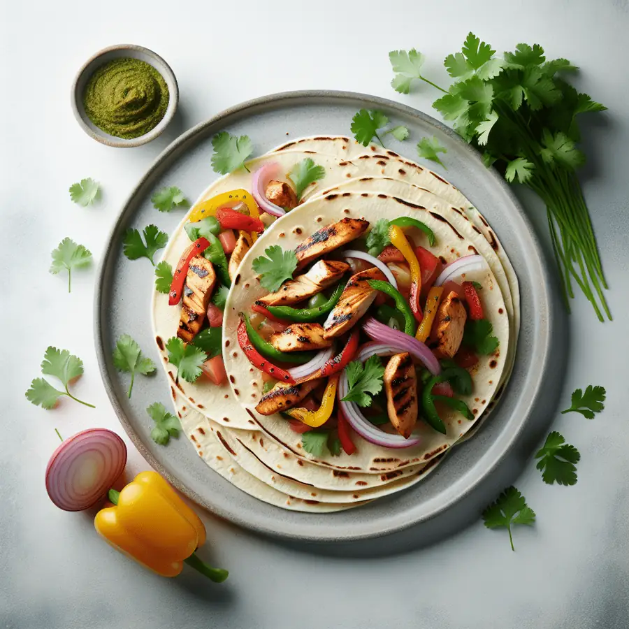 Fajitas de Pollo con Tortillas de Maíz