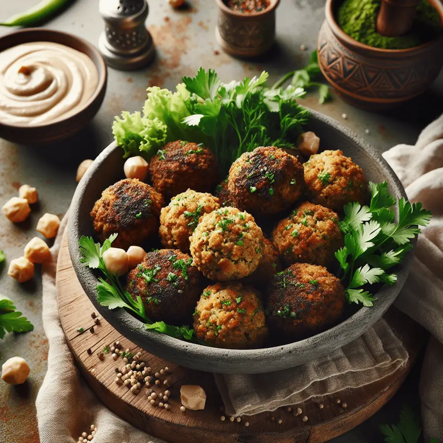 Falafel casero con tahini