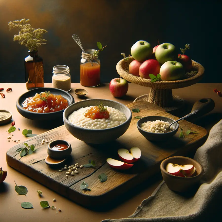 Gachas de mijo con compota de manzana