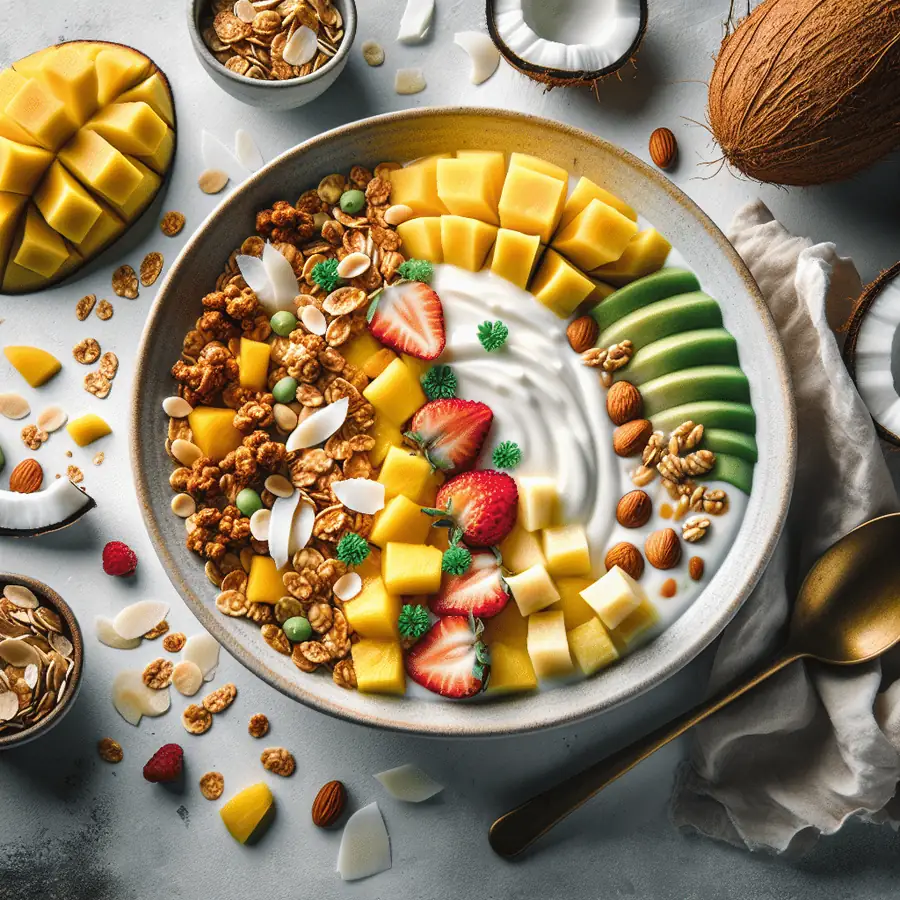 Granola Tropical con Yogur de Soja