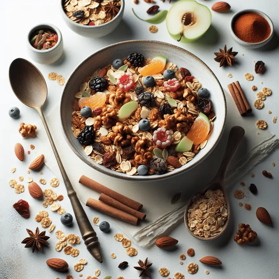 Granola casera con frutos secos y especias