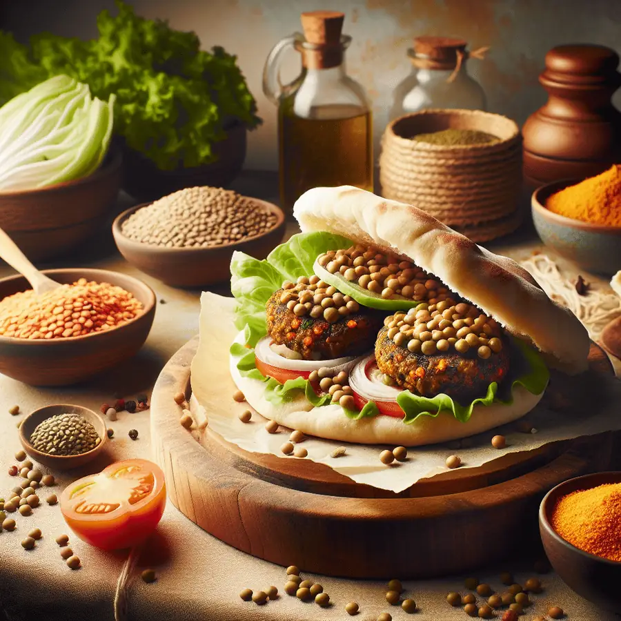 Hamburguesas Veganas de Lentejas con Pan de Pita