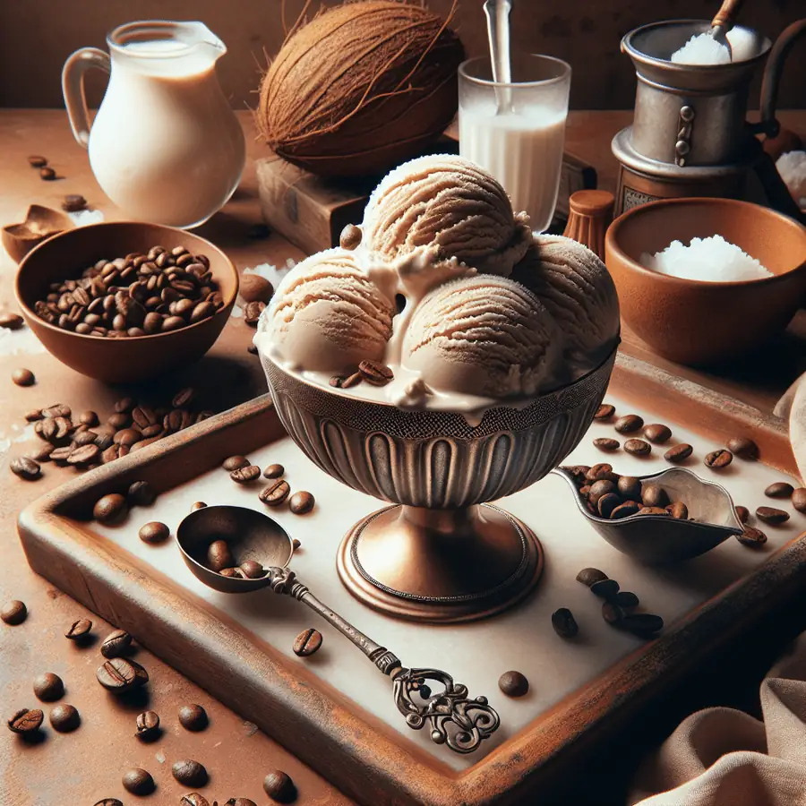 Helado de café con leche de coco
