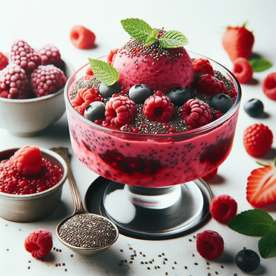 Helado de frutos rojos y chía