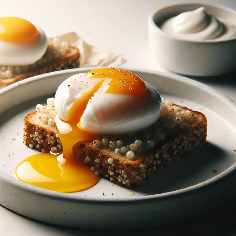 Huevos Escalfados sobre Tostada de Quinoa