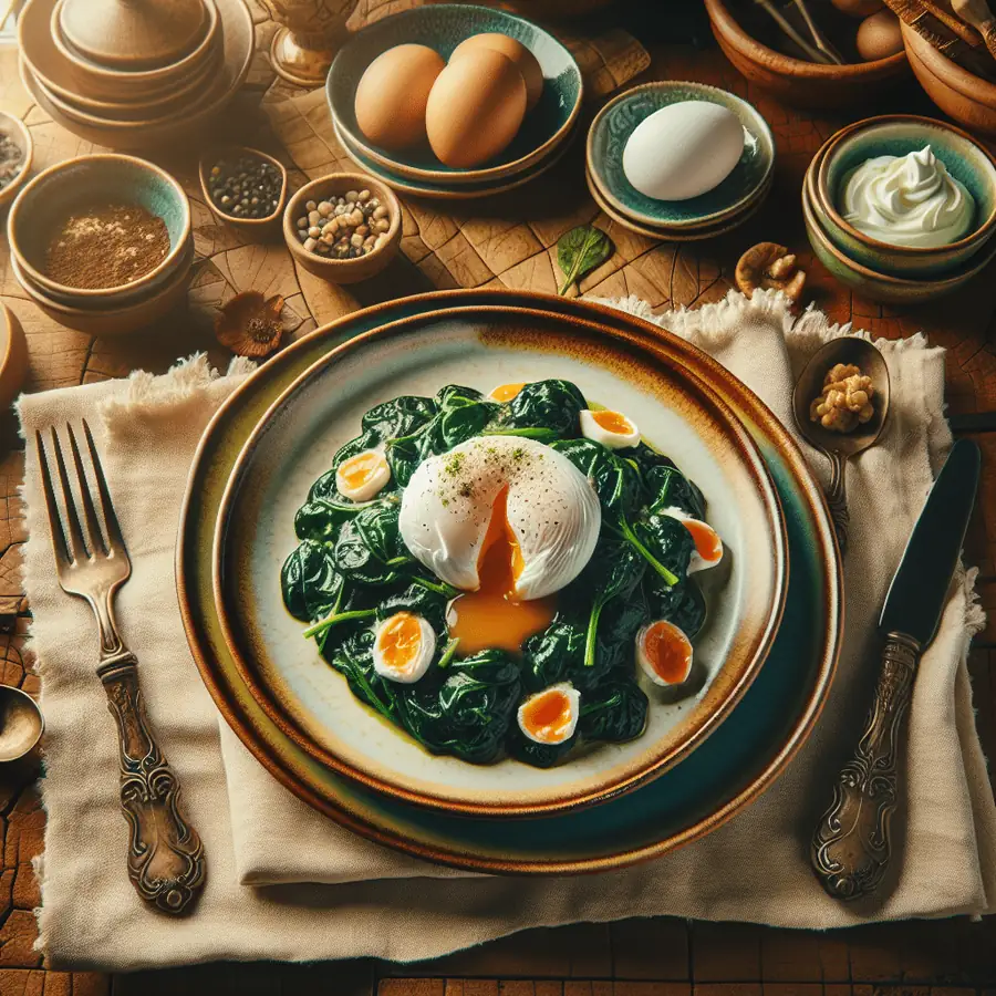 Huevos Poche sobre Espinacas a la Crema