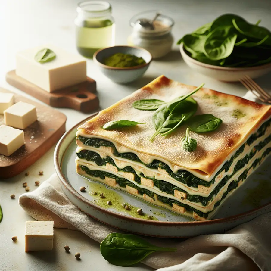 Lasaña de espinacas y tofu
