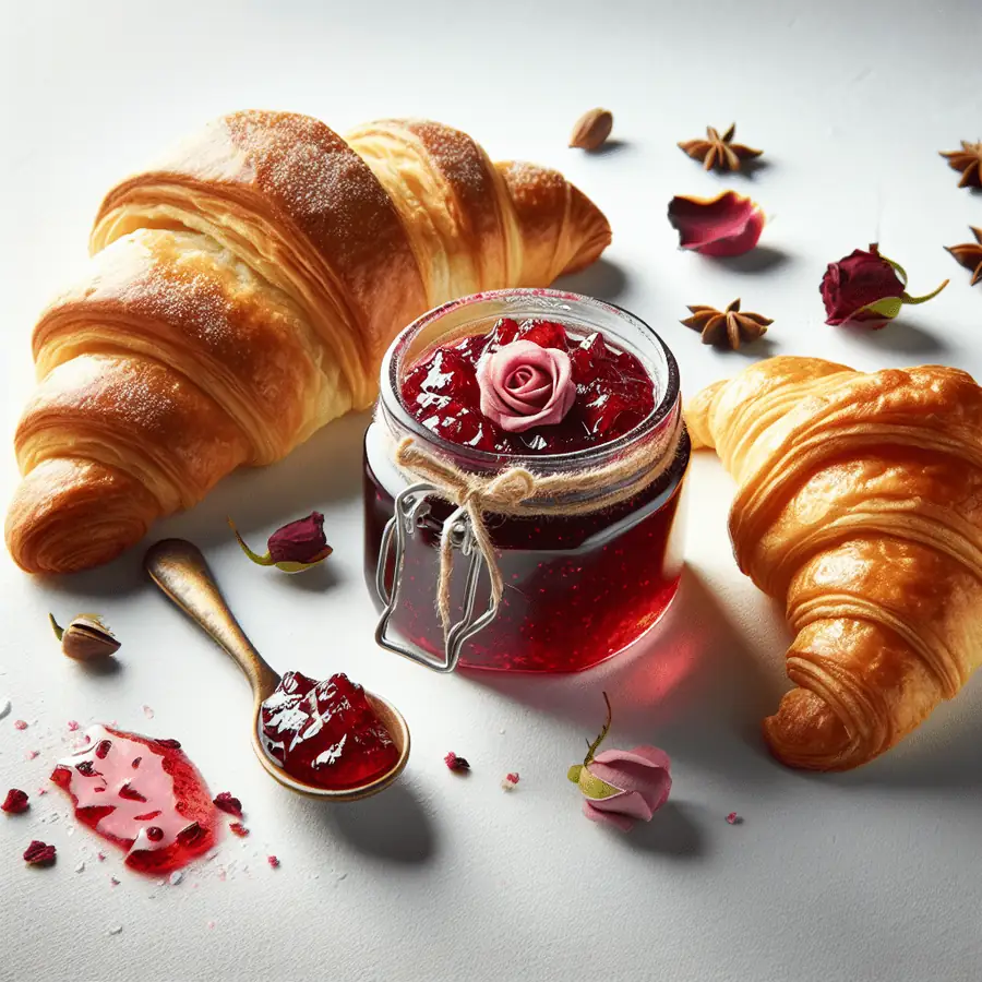 Mermelada de Rosas Casera sobre Croissants