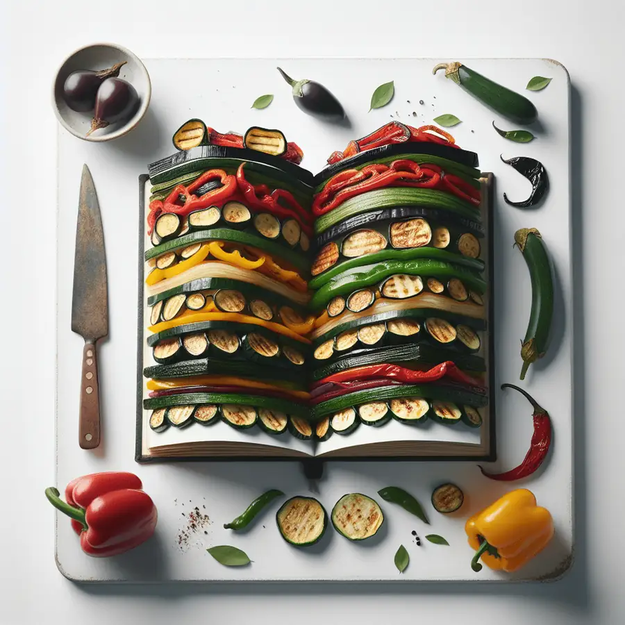 Milhojas de vegetales asados