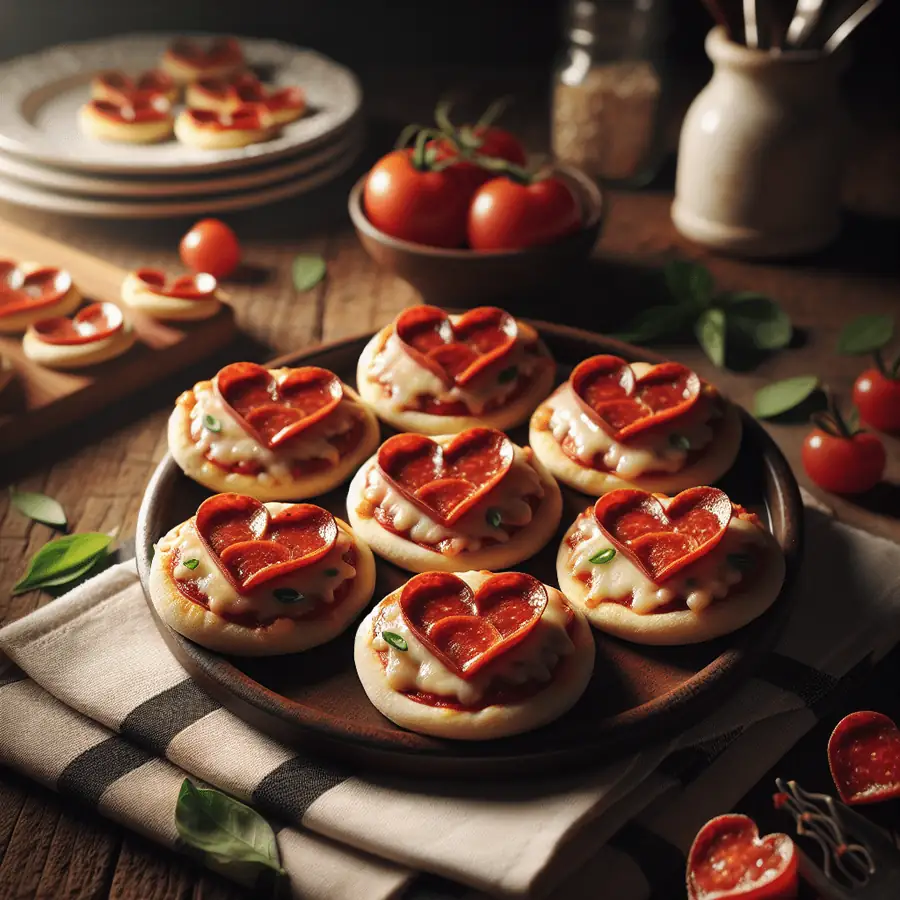 Mini Pizzas con Corazones de Pepperoni