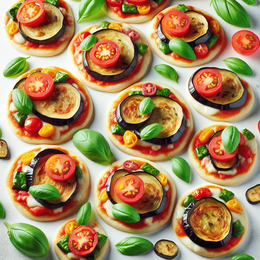Mini Pizzas de Berenjena con Tomate y Albahaca