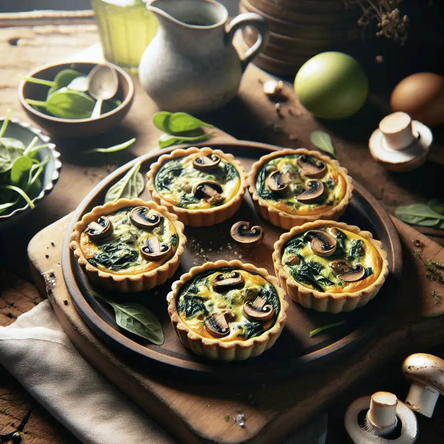 Mini Quiches de Espinaca y Champiñones para la Fiesta