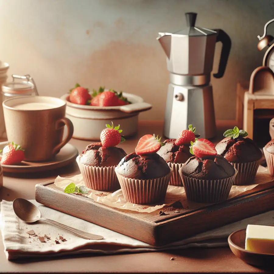 Muffins de Chocolate y Fresa para Despertar Juntos