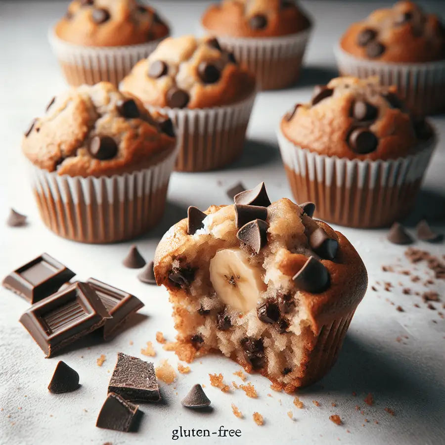Muffins de Plátano y Chispas de Chocolate Sin Gluten