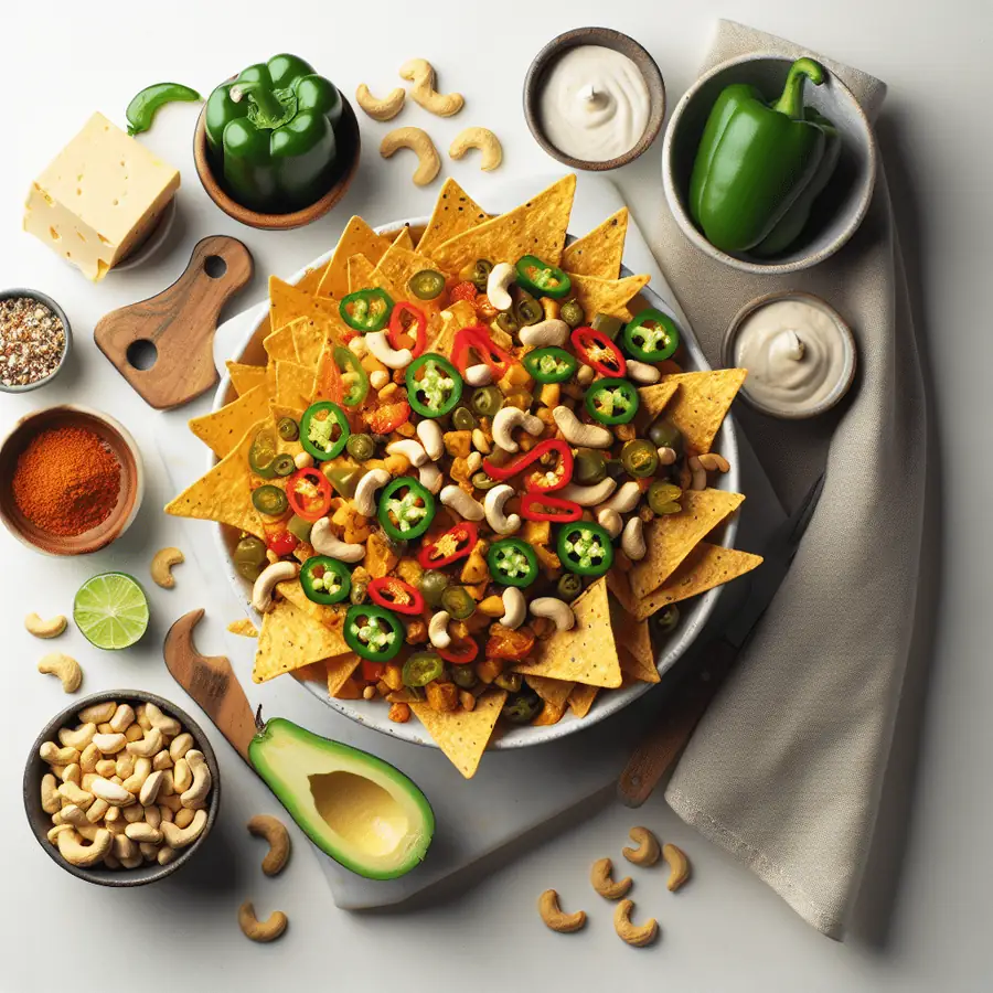 Nachos Veganos con Queso de Anacardos y Jalapeños