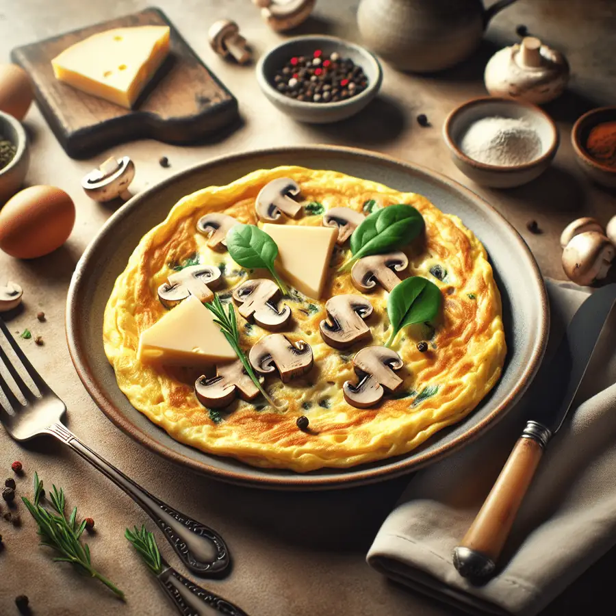 Omelette de Champiñones y Queso Gruyère