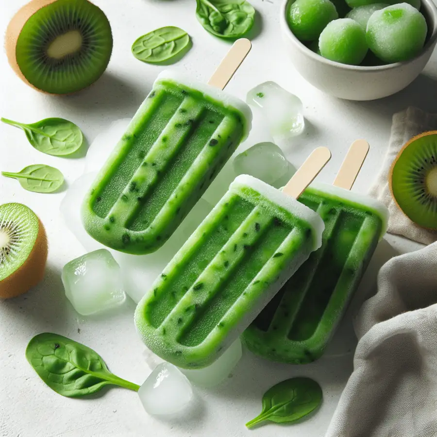 Paletas heladas de kiwi y espinaca
