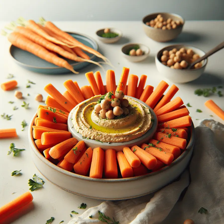 Palitos de Zanahoria con Hummus de Garbanzo