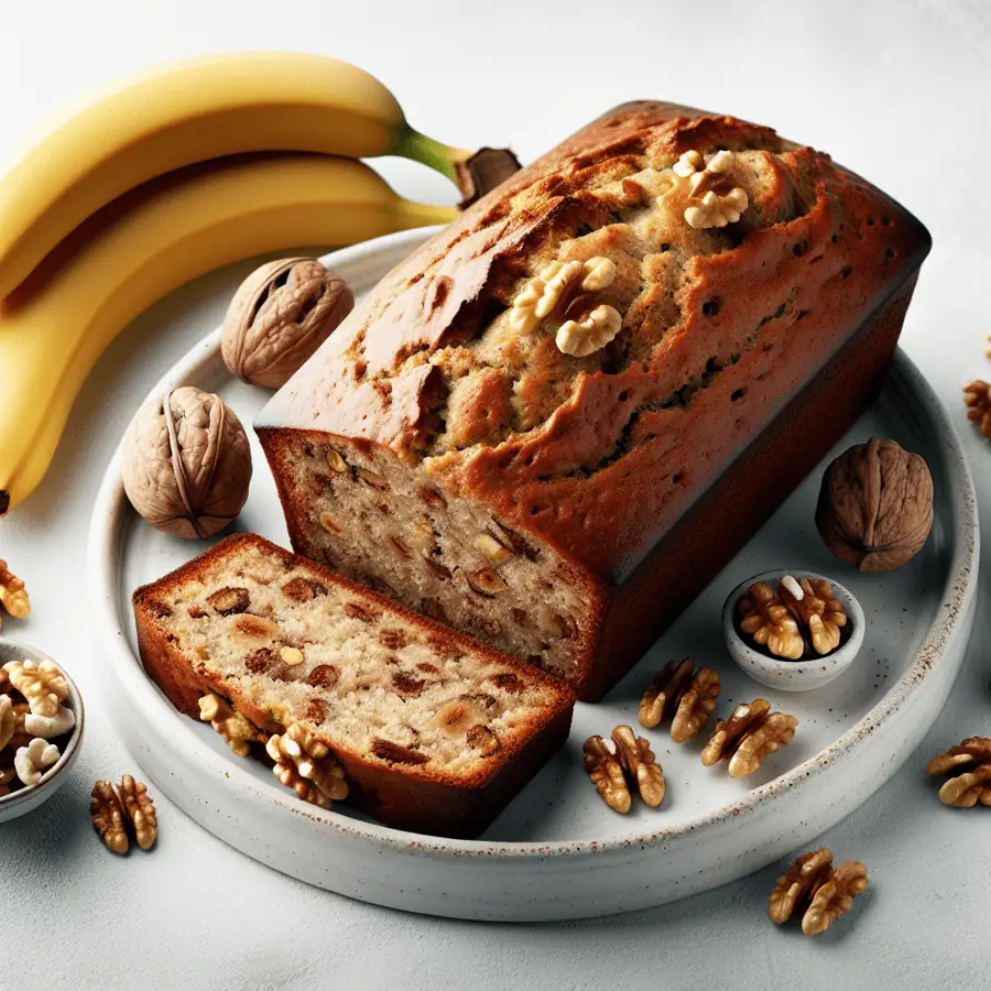 Pan de banano vegano y nueces