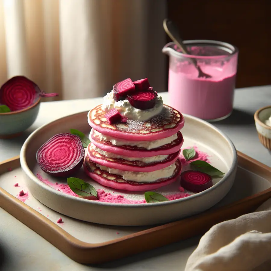 Pancakes Rosas de Remolacha y Ricotta