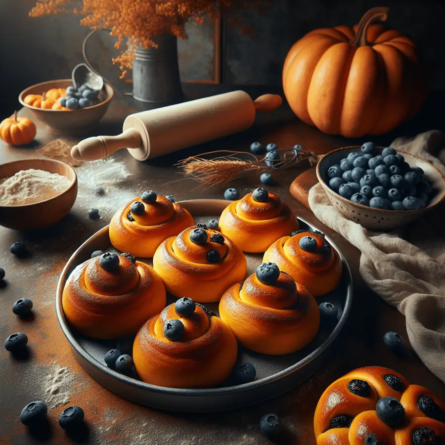 Panecillos de calabaza y arándanos