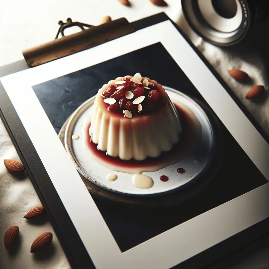 Panna cotta de almendra con salsa de frutos rojos