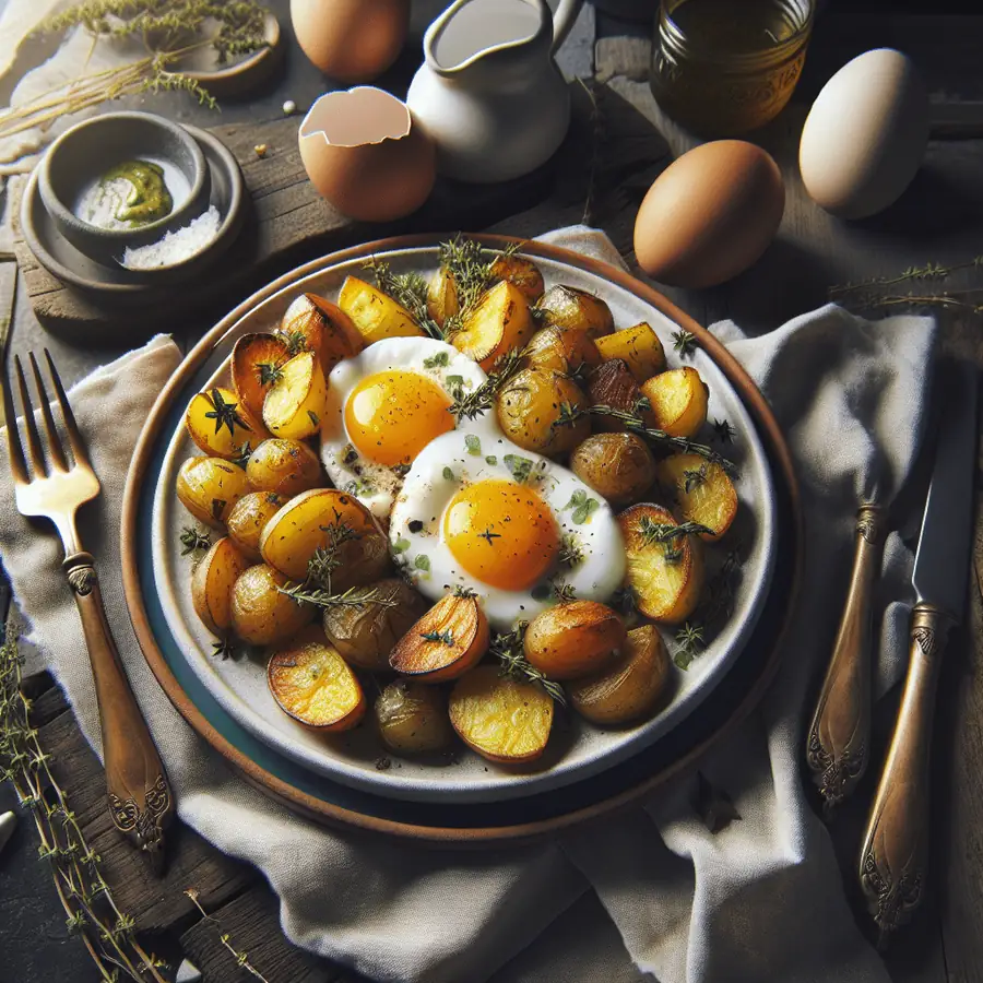 Papas Rostizadas con Hierbas y Huevos