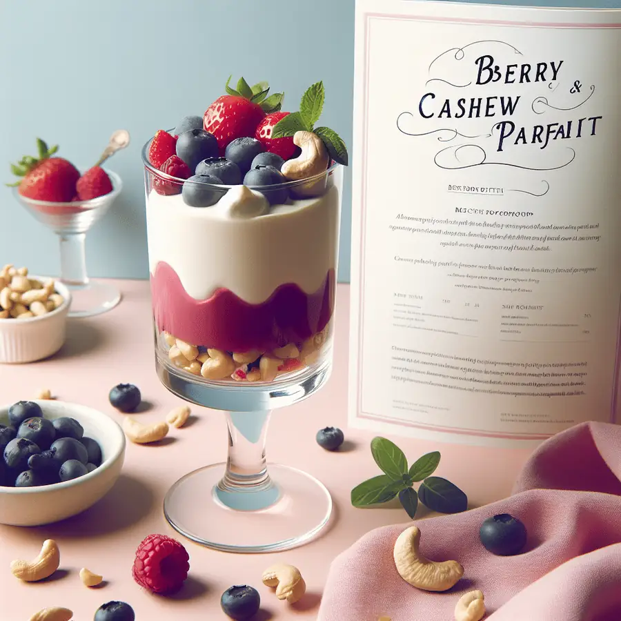 Parfait de bayas y crema de anacardos