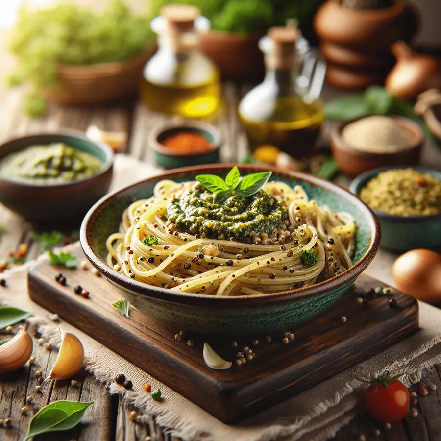Pasta de Quinoa con Salsa Pesto