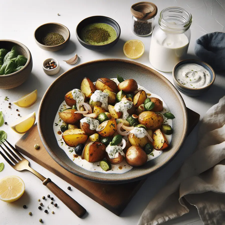 Patatas Asadas con Salsa Vegan de Yogur y Hierbas