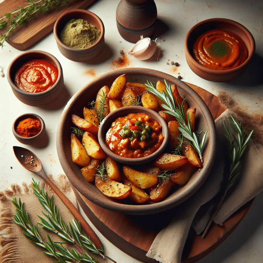 Patatas bravas con salsa vegana