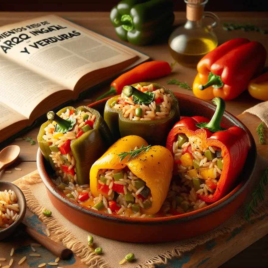 Pimientos Rellenos de Arroz Integral y Verduras