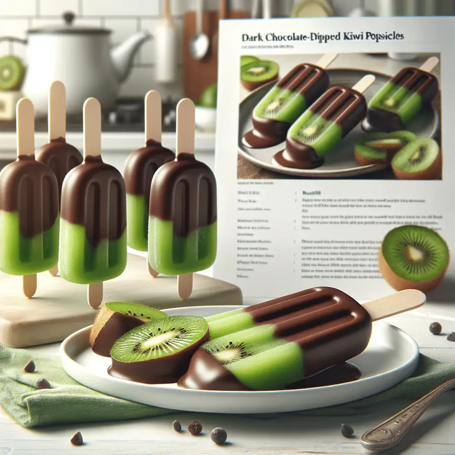 Piruletas de Kiwi Bañadas en Chocolate Oscuro
