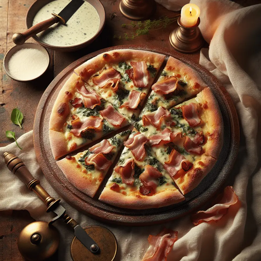 Pizza carbonara con panceta